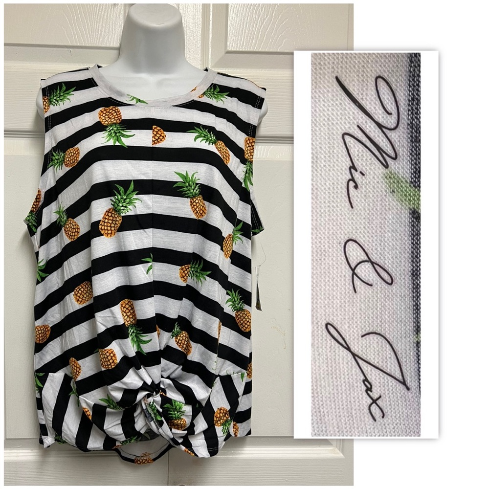Mic & Jax Pineapple Knotted Tank Top Shirt